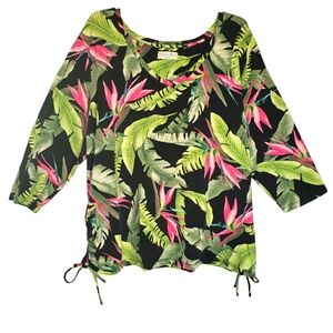 Carrabean Joe women's XL floral print long sleeves pullover blouse. 5063